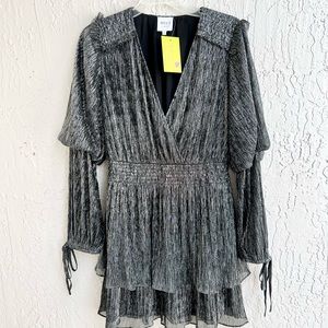 Misa Los Angeles Metallic Long Sleeve Dress